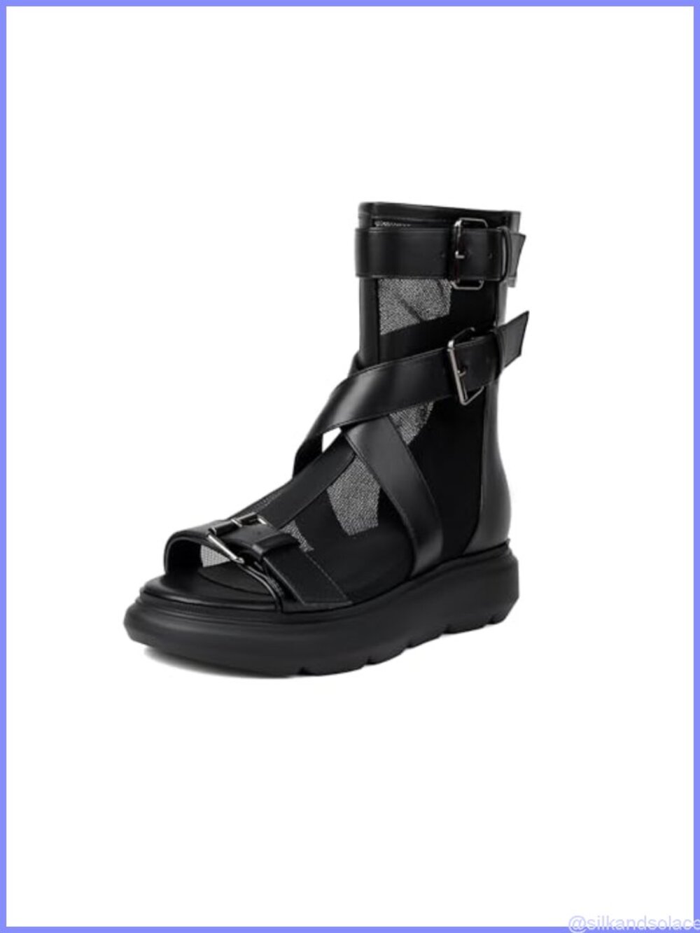 Platform Gladiator High Top Sandals Open Toe Flat Mesh Ankle Boot